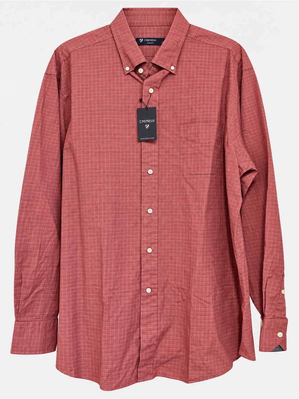 Daniel Cremieux Men's Red Windowpane Button-Down Shirt